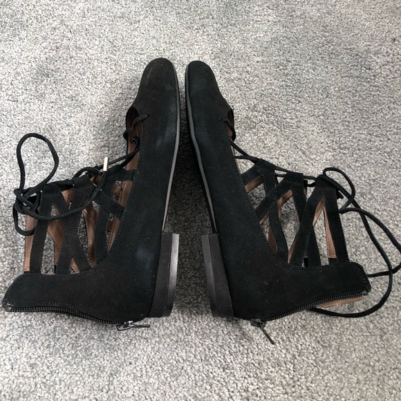 New Aerosoles black nubuck leather comfy ballet flat shoes slippers ankle wrap 7 - Picture 5 of 6